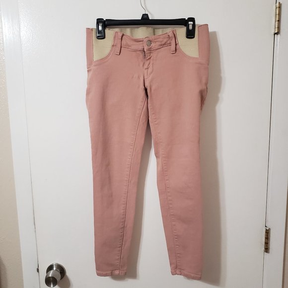 Isabel Maternity by Ingrid & Isabel Denim - Dusty Rose Skinny Crop Under belly Maternity Jeans by Isabel Maternity Size 00